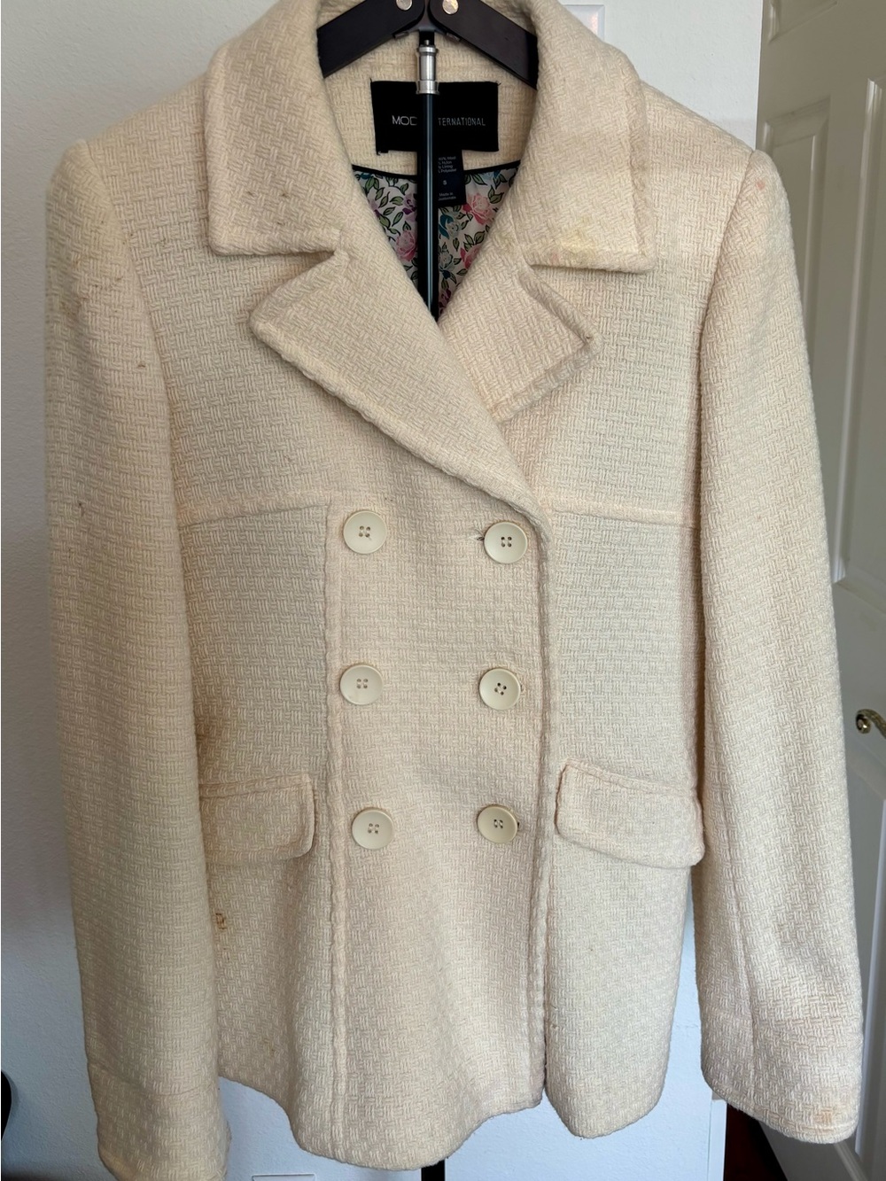 Victoria’s Secret Cream Textured Double-Breasted Pea Coat